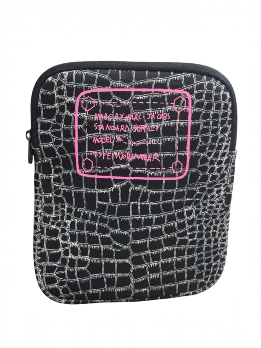 Marc by Marc Jacobs Faux Croc iPad Tablet Case Black Zip Cover – Stylish Tech